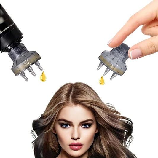 Gray Dual Application Scalp Hair Oil Comb - Hair Care Scalp Scrubber with Massage Balls Scalp Treatment Applicator Bottle for Essential Oil