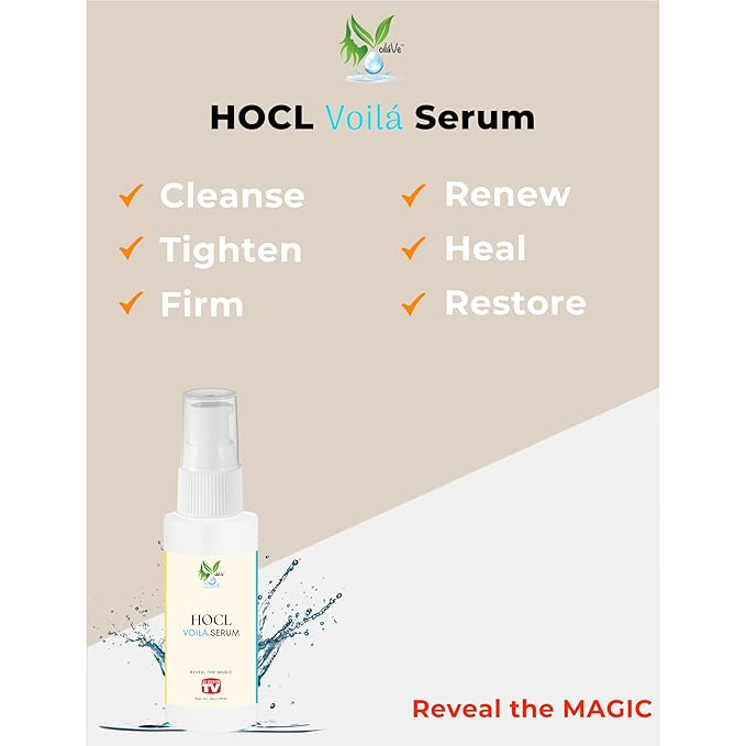 VoilaVe Pure Hypochlorous Acid Serum, Anti-Wrinkle Hypochlorous Acid Face Serum for Redness - Reduce Dryness, Skin Irritation, Eye Puffiness & Dark Circles | For Acne & Spots 2.0 Oz