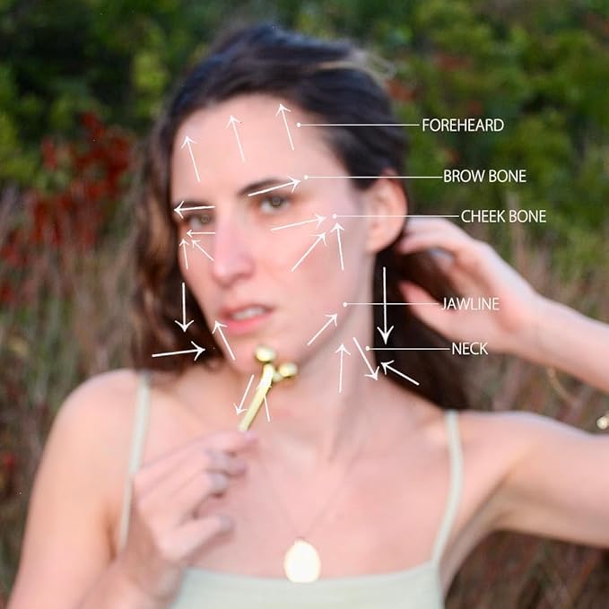 mwein Ivy 3D Face Massage Roller – Mini Lightweight Small Travel-Sized Y-Shaped Stainless Steel – Jade Roller, Ice Roller, Cellulite Roller – Face Sculpting Tool (Gold)