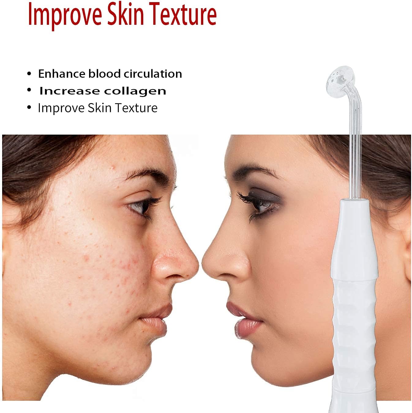 High Frequency Facial Wand/Machine with 5 Argon Parts Skin Care Tool for Wrinkles Reducing Face Skin Tightening.