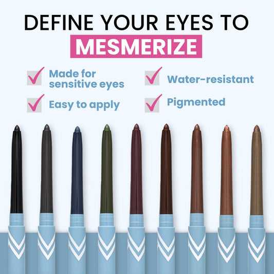PrimeEyes Glide Eyeliner for Mature Women – Waterproof, Long-Stay and Mess-Proof – Gel Creme Texture, Discreet Sharpener and Effective Smudger (Mulberry)