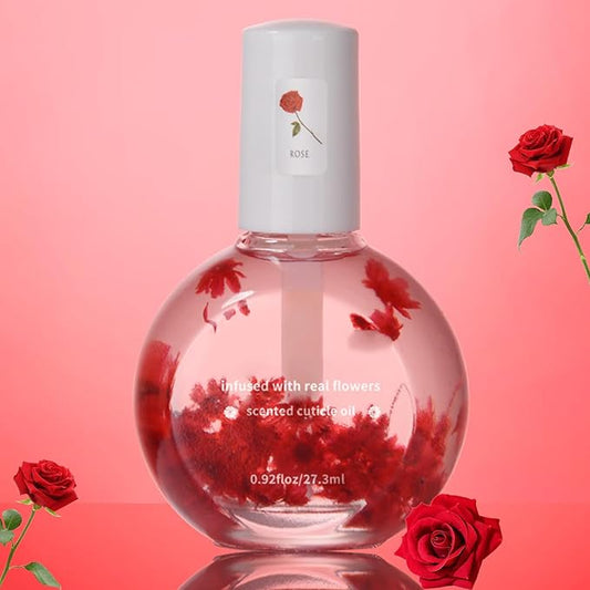 Rose Scented Cuticle Oil, Cuticle Oil with Flowers,Nail Growth Oil, Cuticle Oil for Nails, Brush Cuticle Oil for Nails, Nourishing Oil for Nails and Cuticles