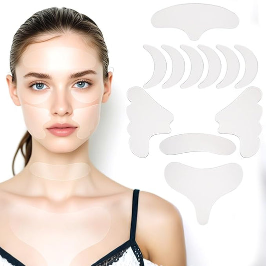 11 PCS Reusable Wrinkle Patches, Silicone Patches for Wrinkles, Forehead Wrinkle Patches to Reduce Fine Wrinkles Smile Neck Chest Lines Anti-Ageing