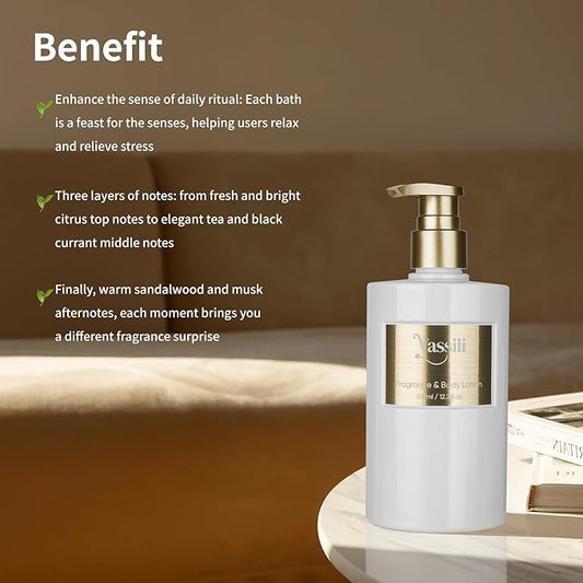 Body Lotion and Skin Tightening Cream for All Skin Types, Long-Lasting Aroma, Soothe and Smooth Bundle, Moisturizing Lotion for Dry Skin Relief (12.3 fl oz) -Sandalwood