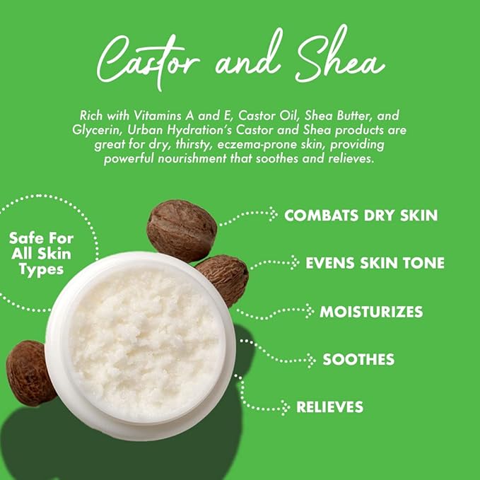 Urban Hydration Castor and Shea Face Cleanser and Face Lotion Duo Pack | Combats Dry Skin, Cleanses, Hydrates, and Evens Skin Tone, For All Skin Types, Leaves Skin Glowing and Smooth
