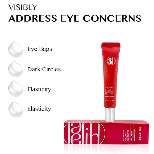 Eye Cream Roller, Collagen & Peptides for Total Eye Lift, Rapid Wrinkle Repair, Dark Circle & Under Eye Bag Treatment, Anti-Aging & Hydrating Formula, 1.01 Fl Oz. Made In Korea....
