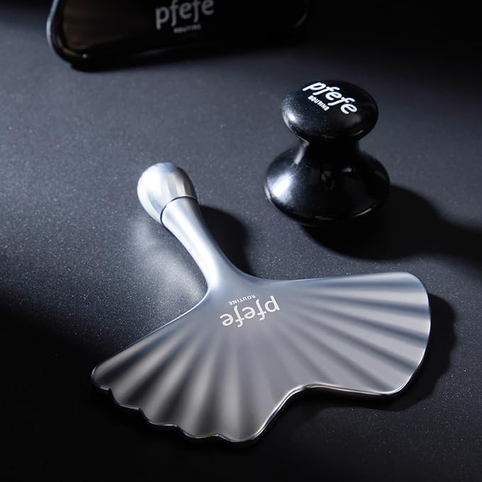 Stainless Steel Gua Sha & Face Roller, Ginkgo Gua Sha for Esthetician Supplies Women Gift, Skin Care Tool for Puffiness, Wrinkles, Dark Circles