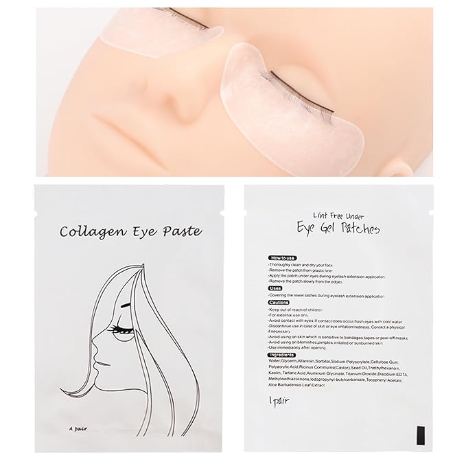 100 Pair Lint Free Hydrogel Eye Gel Patch Makeup Lash Lift Tools Under Eye Patch Pads for Eyelash Extension