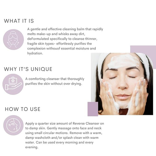 Serious Skincare Reverse Lift Supportive Cleansing Balm – Facial Cleanser for Mature -Thinning - Fragile Skin - Carrot Root Extract - 12 oz.