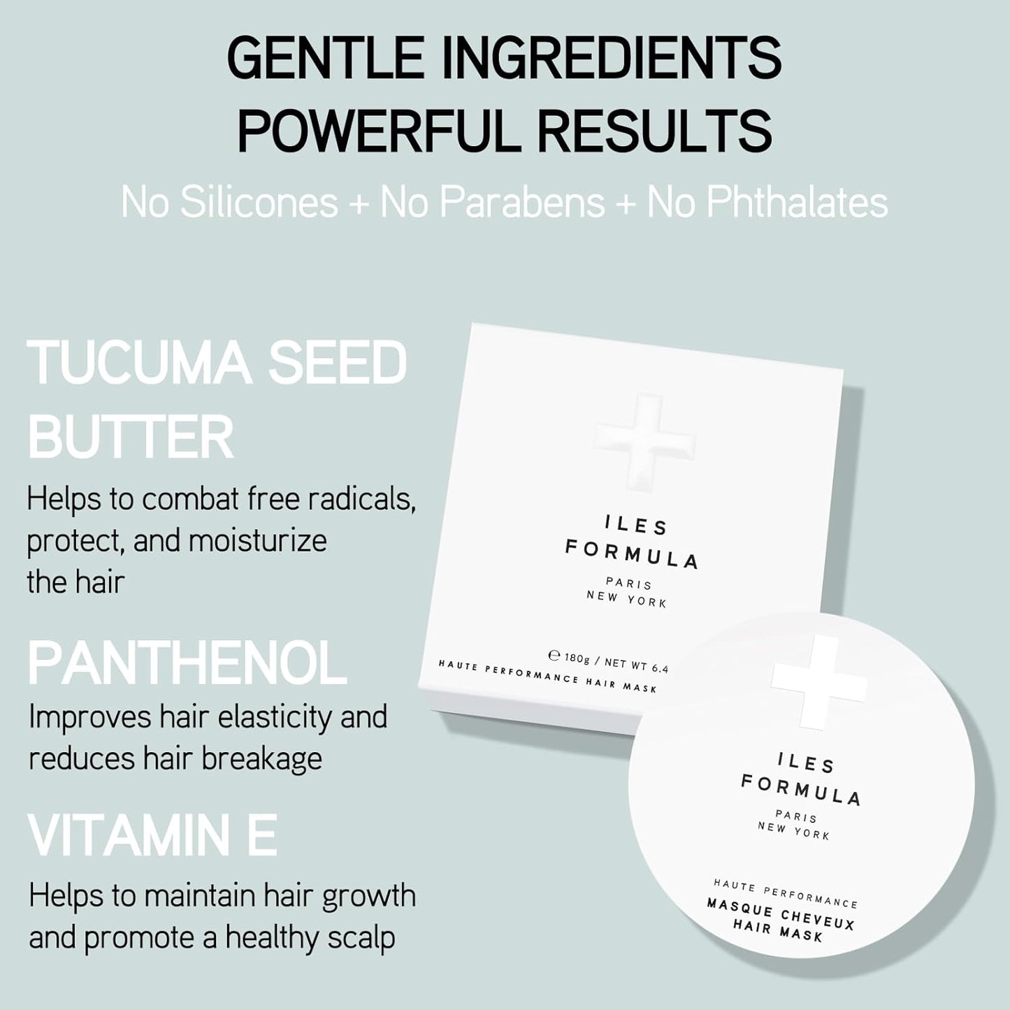 ILES FORMULA Hair Mask – Deep Conditioning Hair Treatment for Dry, Damaged, Frizzy Hair - Lightweight Hair Repair Mask with Tucuma Butter, Macroloba Seed, Vitamins B5 & E | Hydrating, Color-Safe