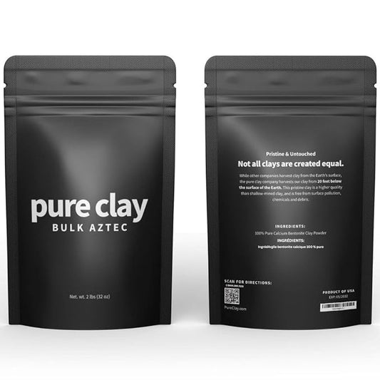 Organic Calcium Bentonite Clay Powder Bulk Bag (32oz), Aztec Drink Powder, Food Grade, Full Body Mask, Indian Healing Clay