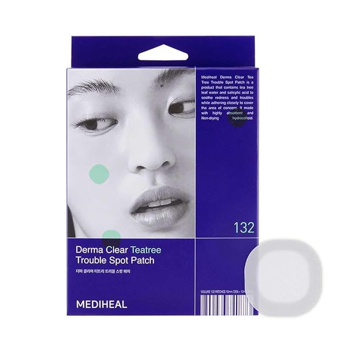Mediheal Derma Clear Teatree Treatment Spot Patch (132 Counts) - Acne Relief, Oil and Moisture Balance with Teatree & Salicylic Acid