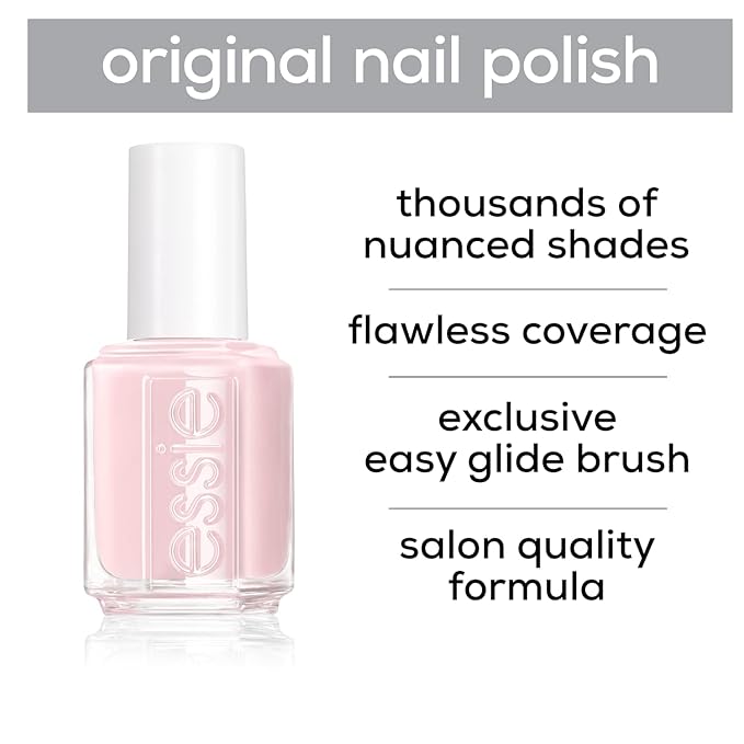 Essie Nail Polish Natural Mani Kit, Ballet Slippers, Sheer Pink Nail Polish + Essie All-In-One Base Coat +Top Coat + Strengthener, Gifts For Women And Men, 0.46 Fl Oz Each