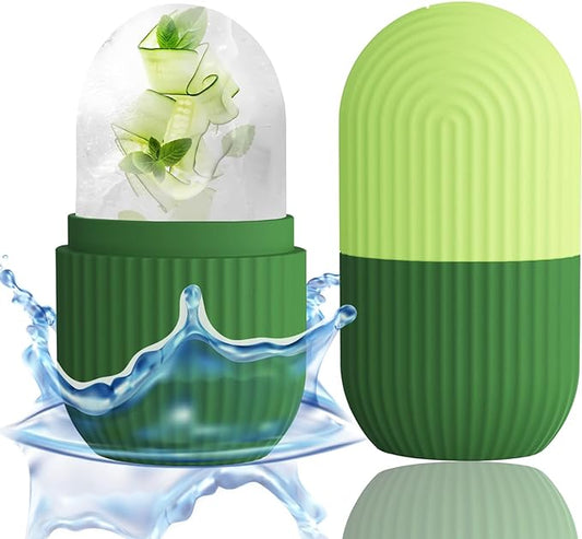XHJRI Ice Roller Massager for Face, Eyes and Neck - Naturally Condition Skin, De-Puff Eye Bags, Reduce Migraine Pain - Reusable Silicone Ice Mold (Green)