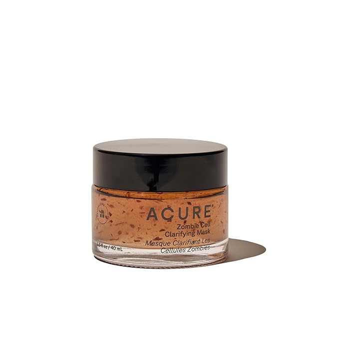 Acure Zombie Cell Clarifying Mask – Detoxify & Exfoliate for Revitalized, Radiant Skin; Unclogs Pores, Boosts Cell Turnover, Vegan, 1.3 Fl oz