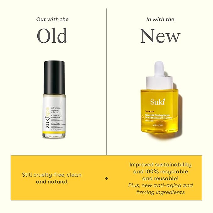 Suki Anti Aging Face Serum: Facial Lift Firming Serum - Plumping Day & Night Anti Wrinkle Serum for Face Skin Care with Hydrating Hyaluronic Acid, Retinol Alternative Bakuchiol, Plant Stem Cells 1oz.