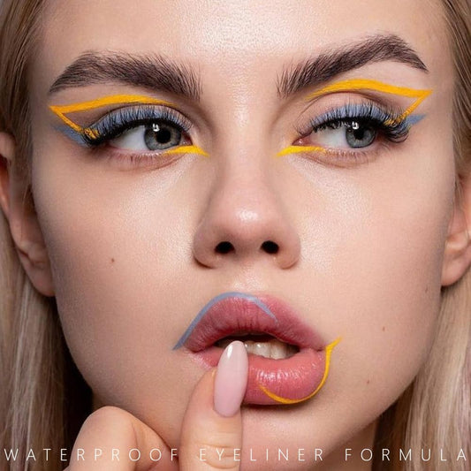 evpct Yellow Eyeliner Pencils for Eyes, Yellow Matte Colored Eye Liner Pencil Makeup Waterproof Smudge Proof, Colored Gel Waterline Eyeliner Liquid, Face Eye Paint Stick Lipstick Halloween Makeup 05