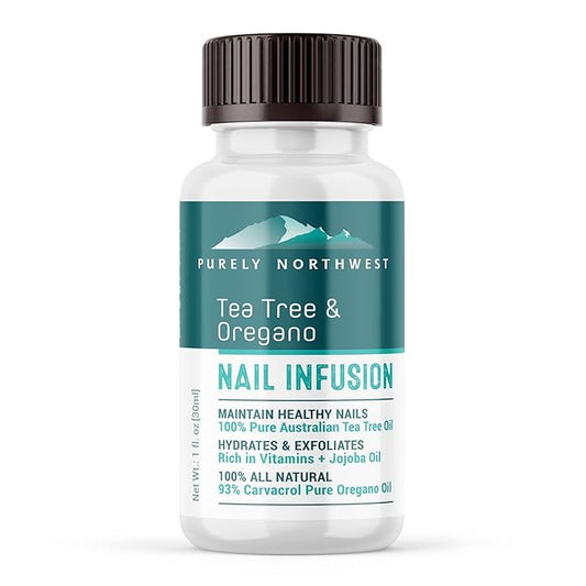 Extra Strength-Toenail Solution-100% All Natural-Tea Tree & Oregano-Effective for Thick, Discolored & Cracked Nails-Softens Dry Cracked Nails & Cuticles-by Purely Northwest 1oz
