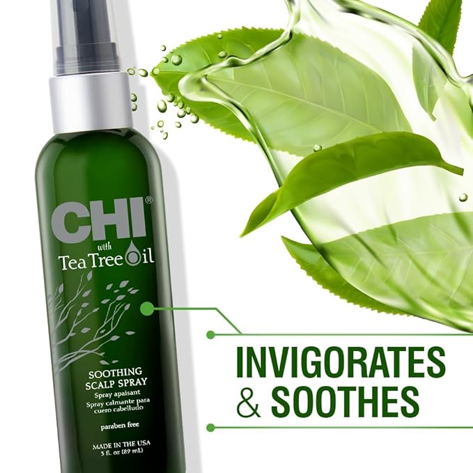 CHI Tea Tree Oil Soothing Scalp Spray, Moisturizing Spray For Relieving Irritation & Itching, Sulfate, Paraben, & Cruelty-Free, 3 Oz