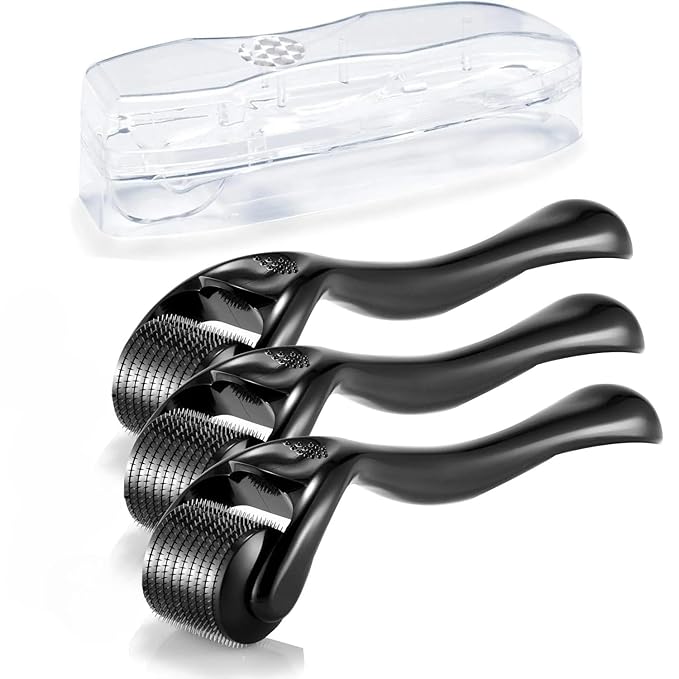 Boolavard Derma Roller Microneedle Roller for Face with 3 Different Size(0.2mm, 0.25mm, 0.3mm) Beard Roller, Hair Face Skin Micro Needle Face Roller Scalp Roller