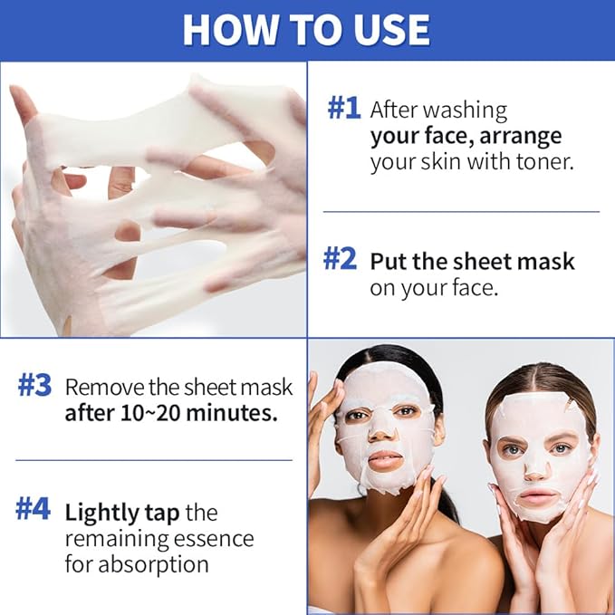 EUNYUL Purity Korean Collagen Face Mask for Skincare 8 Types x 5 Sets Hydrating and Nourishing