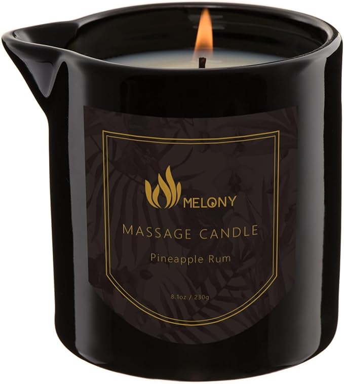 MELONY Massage Oil Candle for Pure Relaxation- 8.1 oz- Moisturizing Essential Oil Body Massage Candle for Home Spa- Amazing Gift for Women & Men (Pineapple Rum)