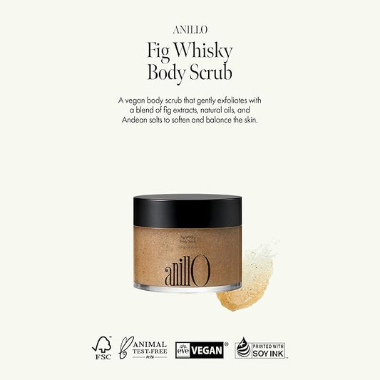 Fig Whisky Body Scrub – Vegan Exfoliator with Fig Extract, Seed Powder & Andean Salt for Smooth, Radiant Skin – Woody Scent, Paraben-Free, Sulfate-Free, Silicone-Free (8.46 oz)