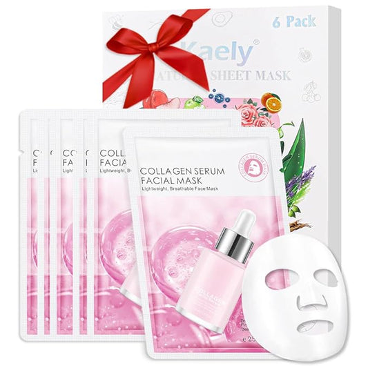 Face Sheet Mask Skincare,Hydrating Spa Face Mask For Sensitive Skin,Moisturize,Nourish for All Skin Types,Natural Skin Care Spa Face Mask for Women Men Girls,Pack of 6