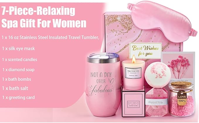 Luxurious Rose Bath Relaxation Gift Set – Premium Spa Experience for Women | Perfect Birthday Gift for Girlfriend, Mom, Sister & Best Friend | Ultimate Self-Care Basket