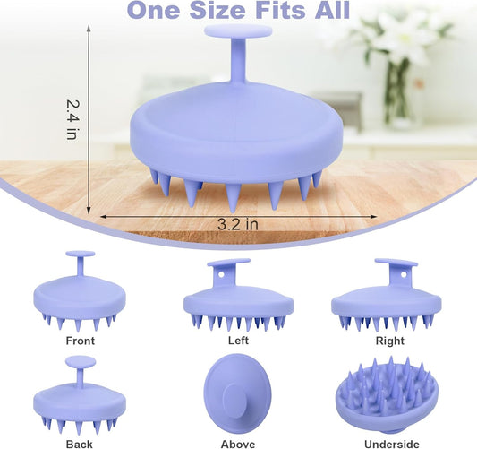 Silicone Scalp Massager, Scalp Scrubber for Hair Growth with Soft Bristles, Scalp Exfoliator Brush Dandruff Removal Shampoo Brush for Wet Dry Scalp Care (Light Purple)