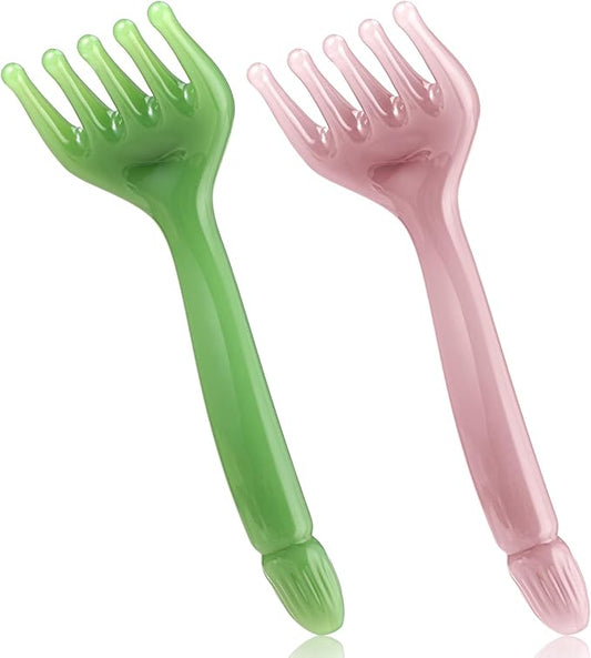 2Pcs Resin Scalp Massage Tool, Five Claw Facial Scrapper, Head Massager Scalp Comb Guasha Scraping Scalp Comb Multi-Functional Handheld Scalp Massage Tool for Neck Lymph Every Part of The Body