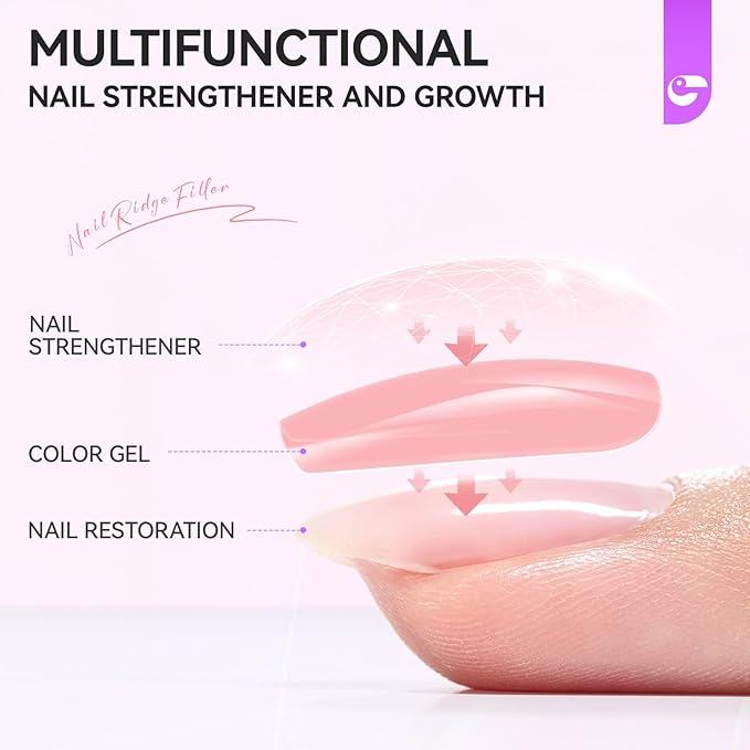 Nail Strengthener Protein for Damaged Nails: Pink 6 in 1 Natural Nail Hardener Extra Strong and Growth - Long Lasting Repair for Damaged Nails - Growth Oil for Salon Home Daily Work