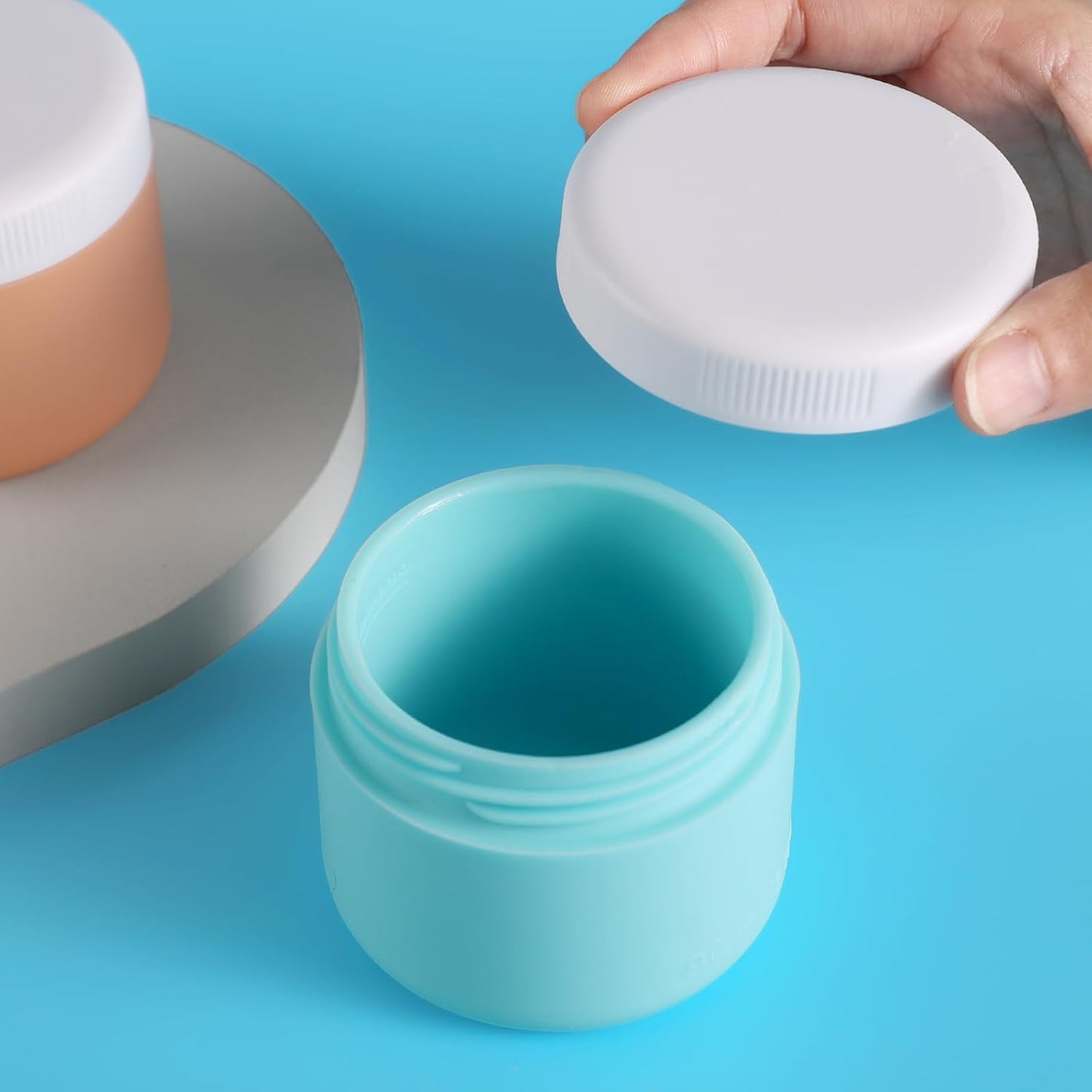 Travel Containers for Toiletries, Silicone Cream Jars BPA-Free, Leak-proof 3oz Travel Size Containers, Portable Size Silicone Jars with Lid for Cosmetic Face Hand Body Cream (4 Pack)