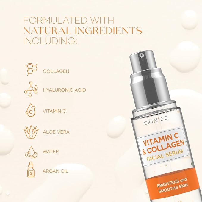 Vitamin C and Collagen Beauty Value Set - Serum, Moisturizer, Under Eye Pads & Face Sheet Masks