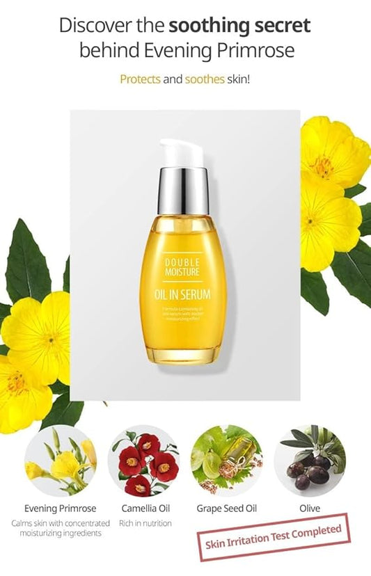 CHARMZONE Double Moisture Oil in Serum for Dry Sensitive Skin Soothing Moisturizing Elasticity Protection for All Skin Type (30ml/1.01 fl.oz)