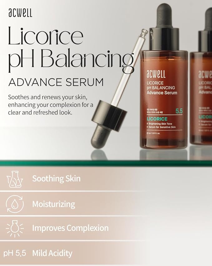 ACWELL Licorice pH Balancing Toner Pad + Licorice pH Balancing Advanced Facial Serum Ampoule Bundle