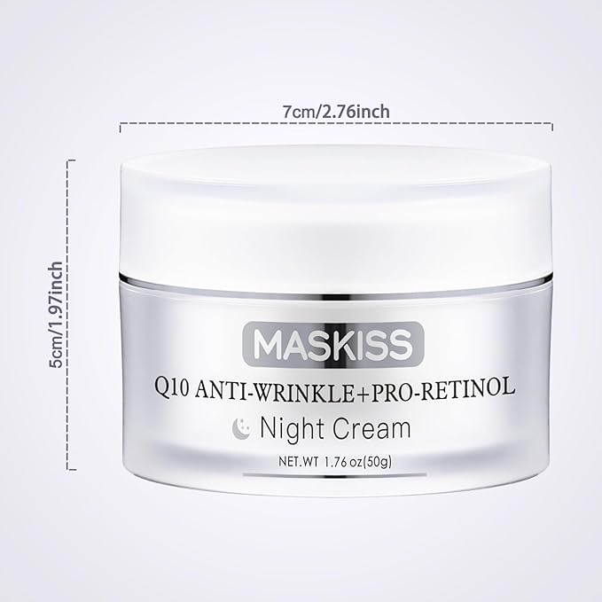 Q10 Anti-Wrinkle Night Cream + Pro-Retinol, Unscented Anti-Aging Face Moisturizer for Sensitive Skin, Firming Face and Neck Cream, 1.76 Oz Jar