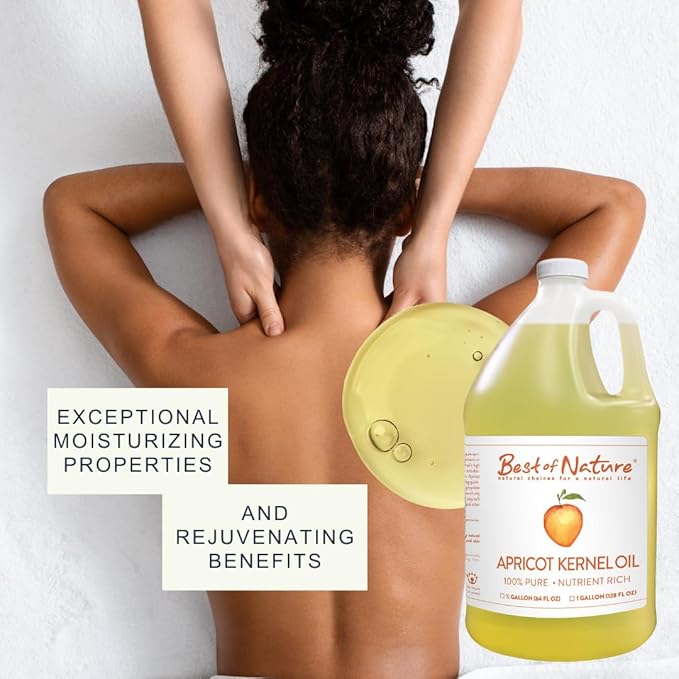 Best of Nature 100% Pure Apricot Oil – Lightweight Massage & Body Oil, Unscented Moisturizer for Hair, Skin, Face, Ideal Carrier Oil for Essential Oils, 5 Gallon Pail (640 fl oz)