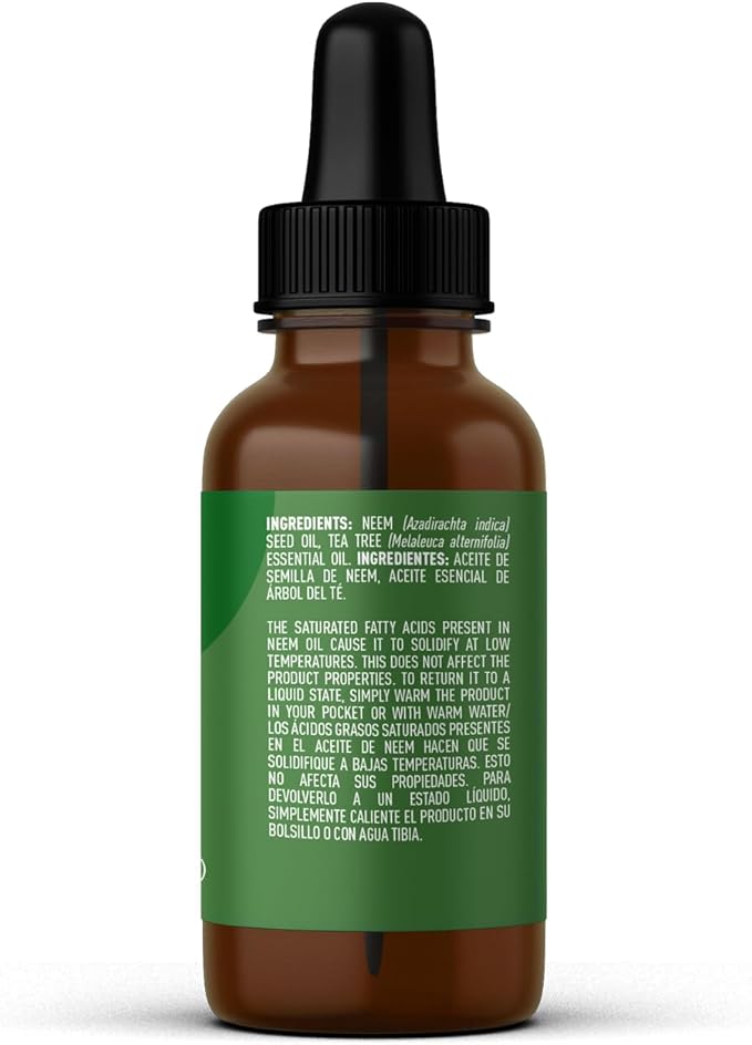 Organic NEEM Oil with Tea Tree Oil | Natural, Pure, Cold Pressed, Moisturizing, Healing, Oily Skin Oil | Non Oedogenic for All Skin Types, 30 ml
