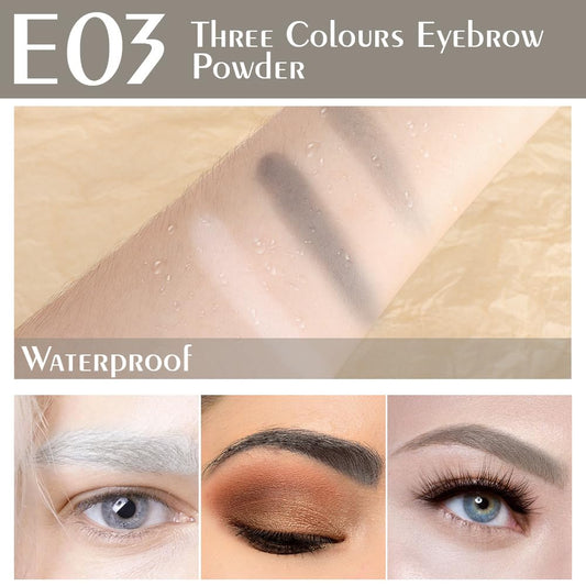 Taupe Grey Eye Brow Powder for Women, Matte Gray Black Eyebrow Powder Kit with Brush, Long-Lasting 3 Colors Beige White Brow Palette, Filler for Full, Defined Natural Brows Shaping