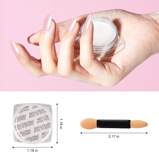 Artdone Clear Pearl Chrome Nail Powder,Iridescent Aurora Powder Metallic Mirror Effect Pigment Pearlescent Mermaid Pigment Pearl Glitter Dust Kit,Nail Art Decoration, Resin Craft