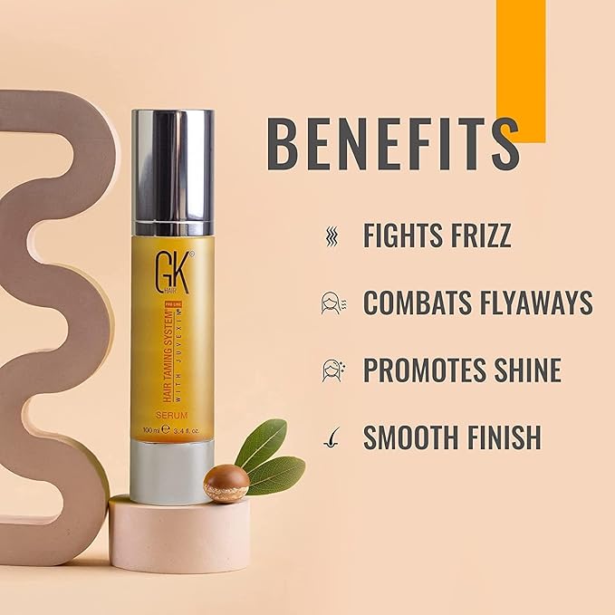 GK HAIR Global Keratin 100% Organic Argan Oil Anti Frizz Serum 10ml & Styling Smoothing Nourishing Heat Protection Shine 100ml Serum Oil