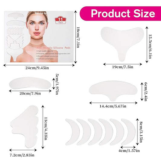11 PCS Reusable Wrinkle Patches, Silicone Patches for Wrinkles, Forehead Wrinkle Patches to Reduce Fine Wrinkles Smile Neck Chest Lines Anti-Ageing