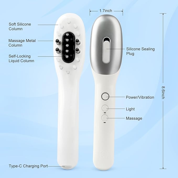 3-in-1 Hair Oil Applicator for Scalp with No-Drip Dispenser, Portable Hair Brush, Wireless Electric Scalp Massager for Travel and Home Use