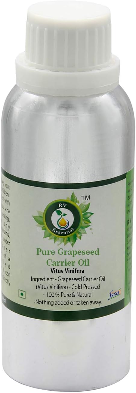 Grapeseed Oil | Vitus Vinifera | for Hair | for Face | for Skin | for Body | for Cooking | 100% Pure Natural | Cold Pressed Grapeseed Oil | Unrefined Grapeseed Oil | 630ml | 21oz by R V Essential