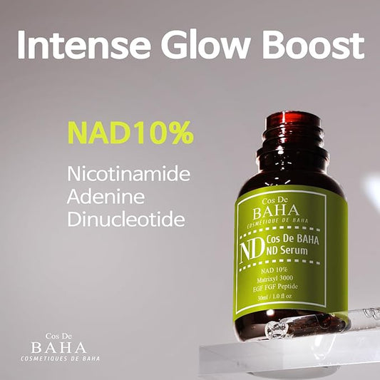 NAD+ Radiance Serum with Peptide Complex, Madecassoside & Adenosine for Hydrated, Refreshed Skin,1 Fl Oz (30ml)