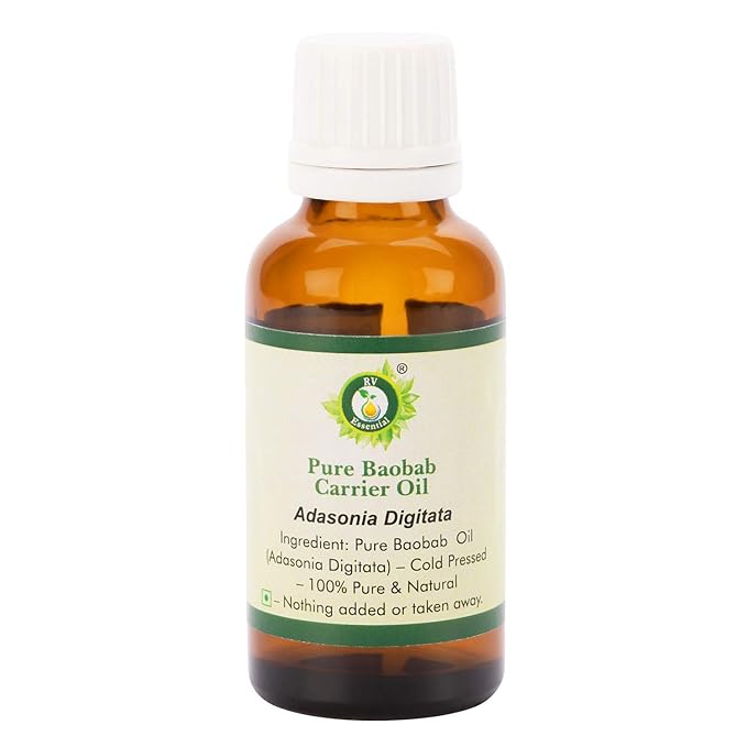 R V Essential Baobab Oil | Adansonia Digitata | for Face | for Dry Skin | for Hair, Scalp Massage, Body, Lips, Nails, Moisturizing, Unrefined | 100% Pure Natural | Cold Pressed | 15ml | 0.507oz