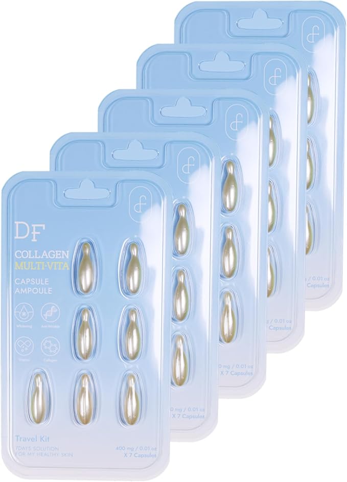 Multi-Vita Capsule Ampoule – Anti-Wrinkle Firming Serum with Hyaluronic Acid, Collagen & Ceramide, Vegan Vegetable Oil Base, Deep Hydration, Korean Skin Care, 7 Capsules per Pack,5 Packs