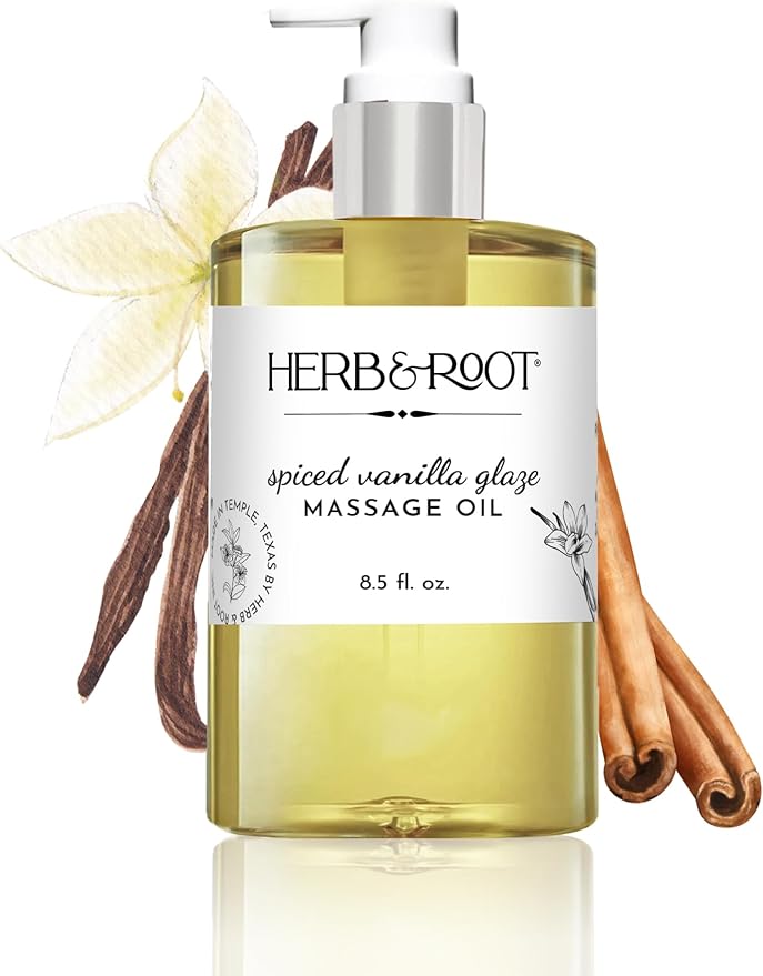 Spiced Vanilla Massage Oil with Warming Cinnamon, Made with Non-Sticky Plant-Based Oils That Leave The Skin Smooth