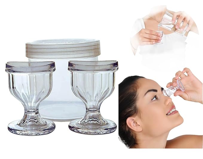 Transparent Eye Wash Cup - Eye wash Kit, Eye Cups for Eye wash Shaped Rim for Eye Rinse n Cleansing Eye wash Cups Remove Dust, Makeup & Irritants- Eye wash kit Set of 2 Eye Cup